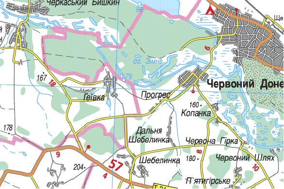 Charkovská oblast, Ukrajina - automapa 1:250.000, Харківська область, Україна - дорожня карта 1: 250.000