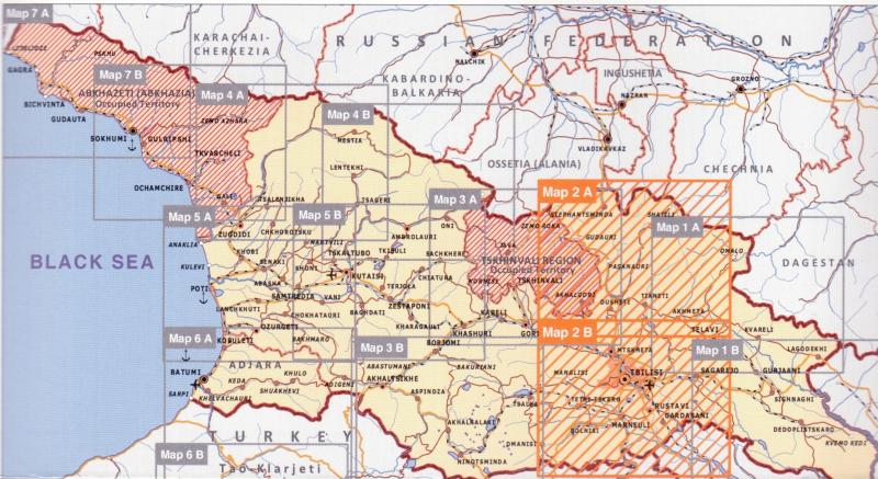 Gruzie, mapa 2 - MTSKHETA-MTIANETI, KVEMO KARTLI 1:200.000