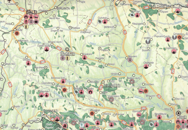 Moldavsko (Moldávie) - turistická mapa 1:500.000