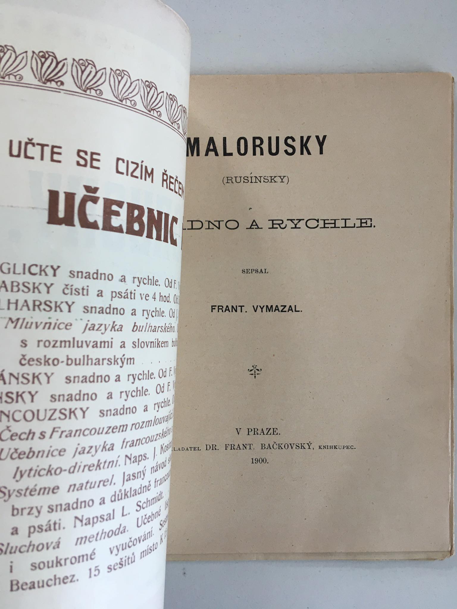 Malorusky (rusínsky), František Vymazal