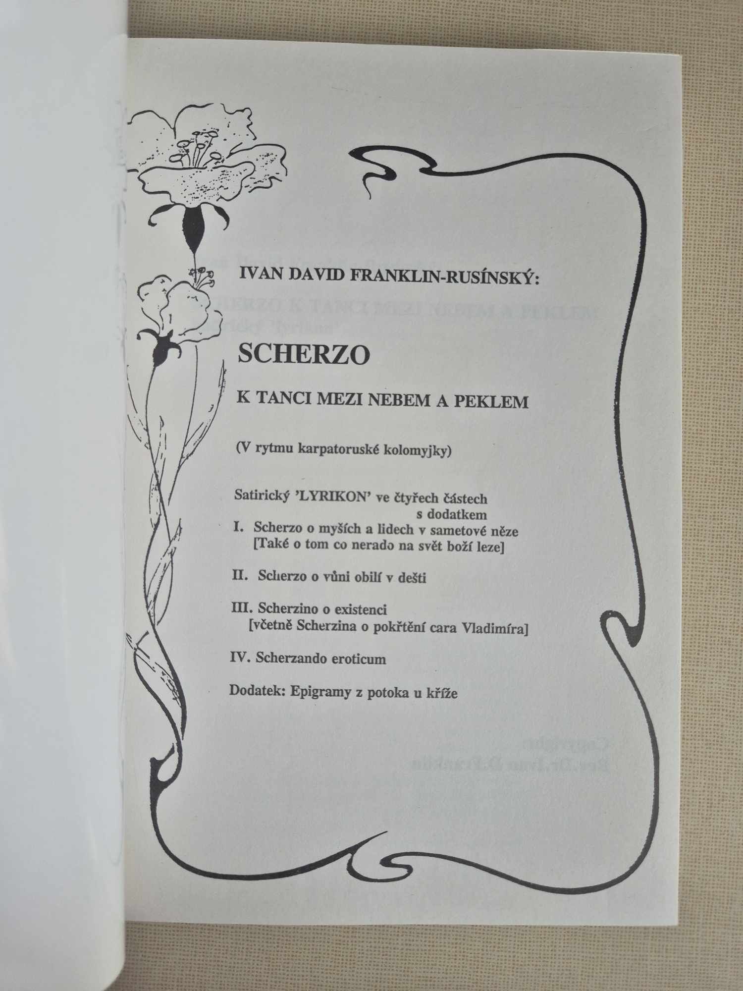 SCHERZO - k tanci mezi nebem a peklem, I.D.Franklin-Rusínský