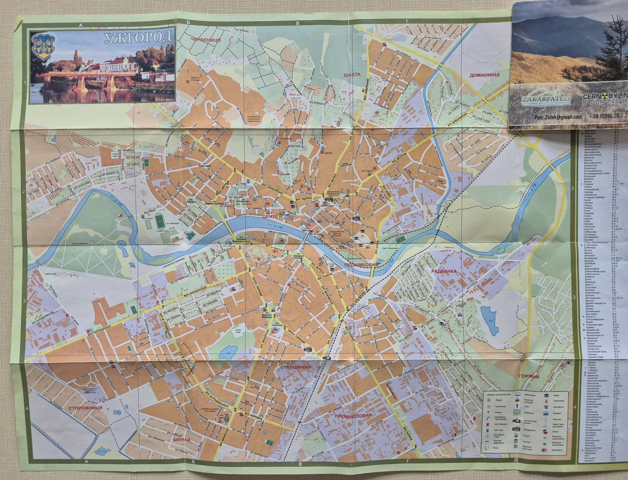 Mapa Užhorodu a Zakarpatí