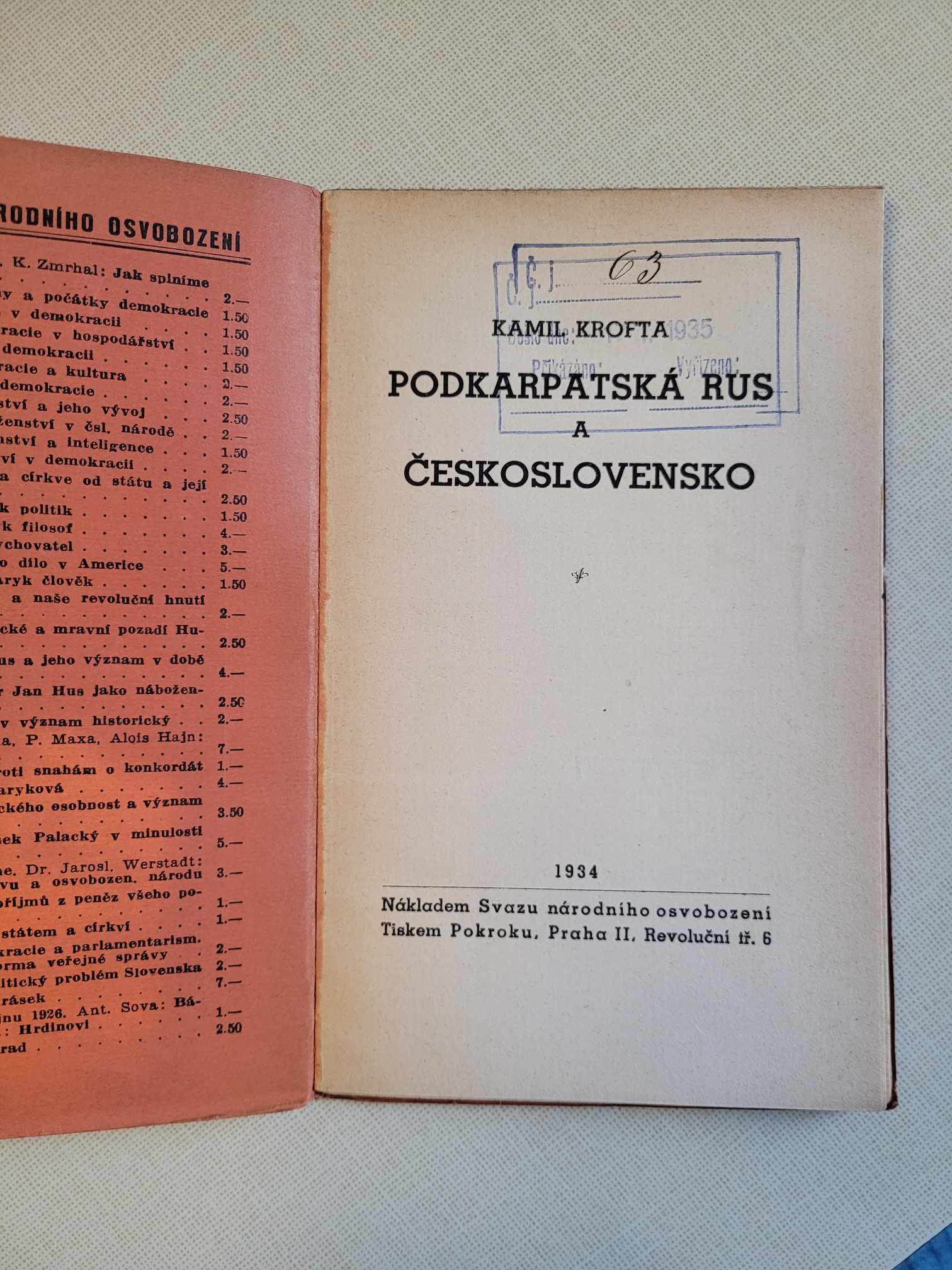 Podkarpatská Rus a Československo - Kamil Krofta